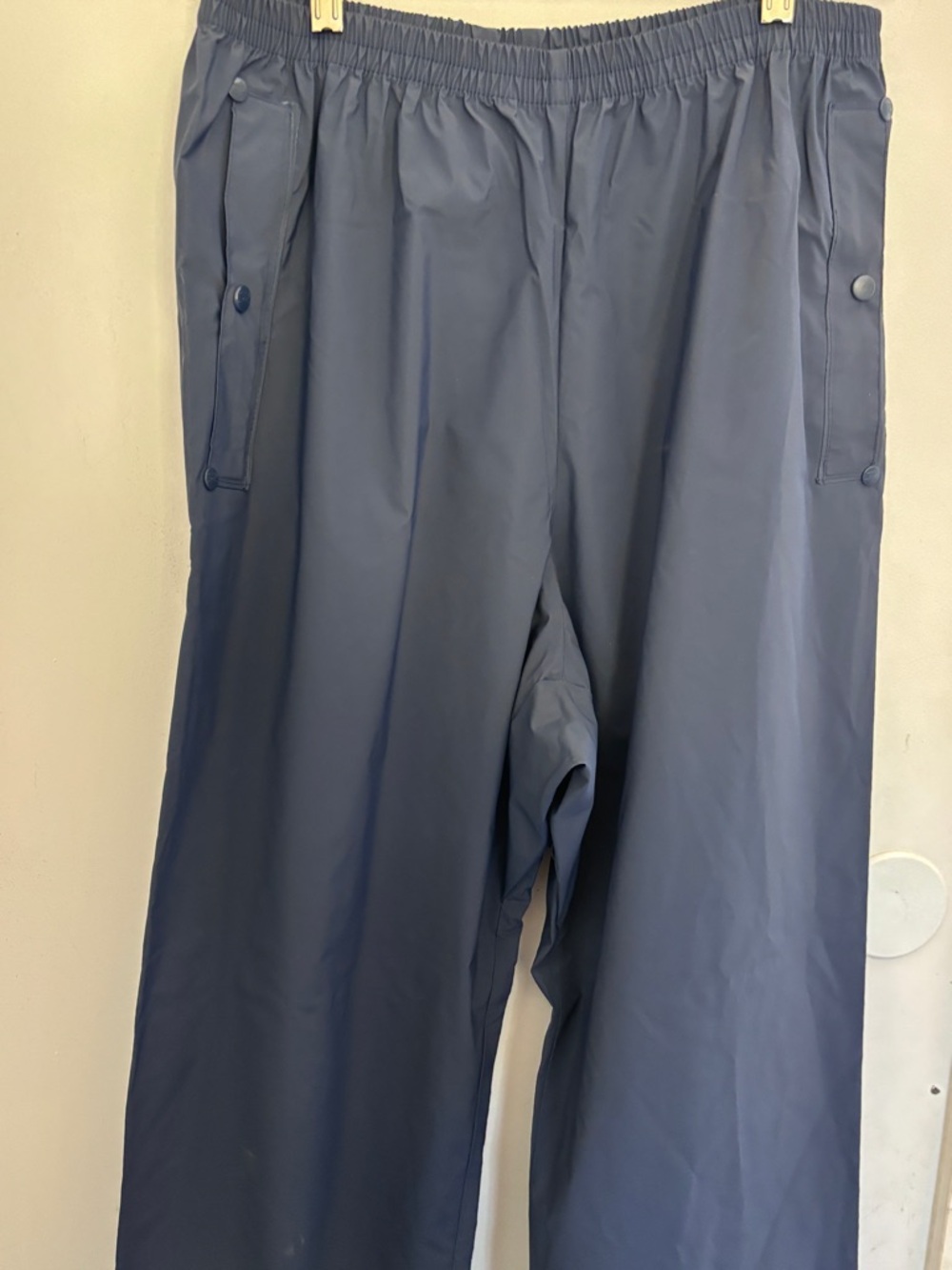 Redington Men's Elastic-Waist Blue Fly Fishing Rain Pants Snap Bottoms Large